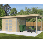Abri Kasuko S 8,7m² + extension 285cm en bois massif 28mm avec profils de coins en aluminium + porte et fenêtre – Gardenas Ma boutique